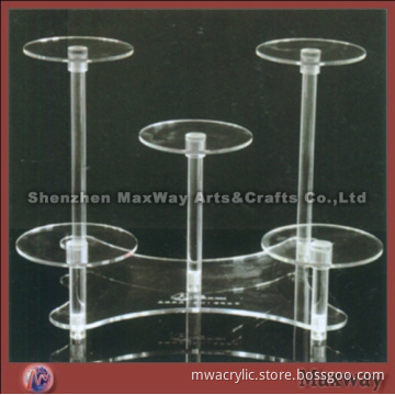 Clear Round Finely Designed 5 Tiers Acrylic Cup Cake Display Stand Rack